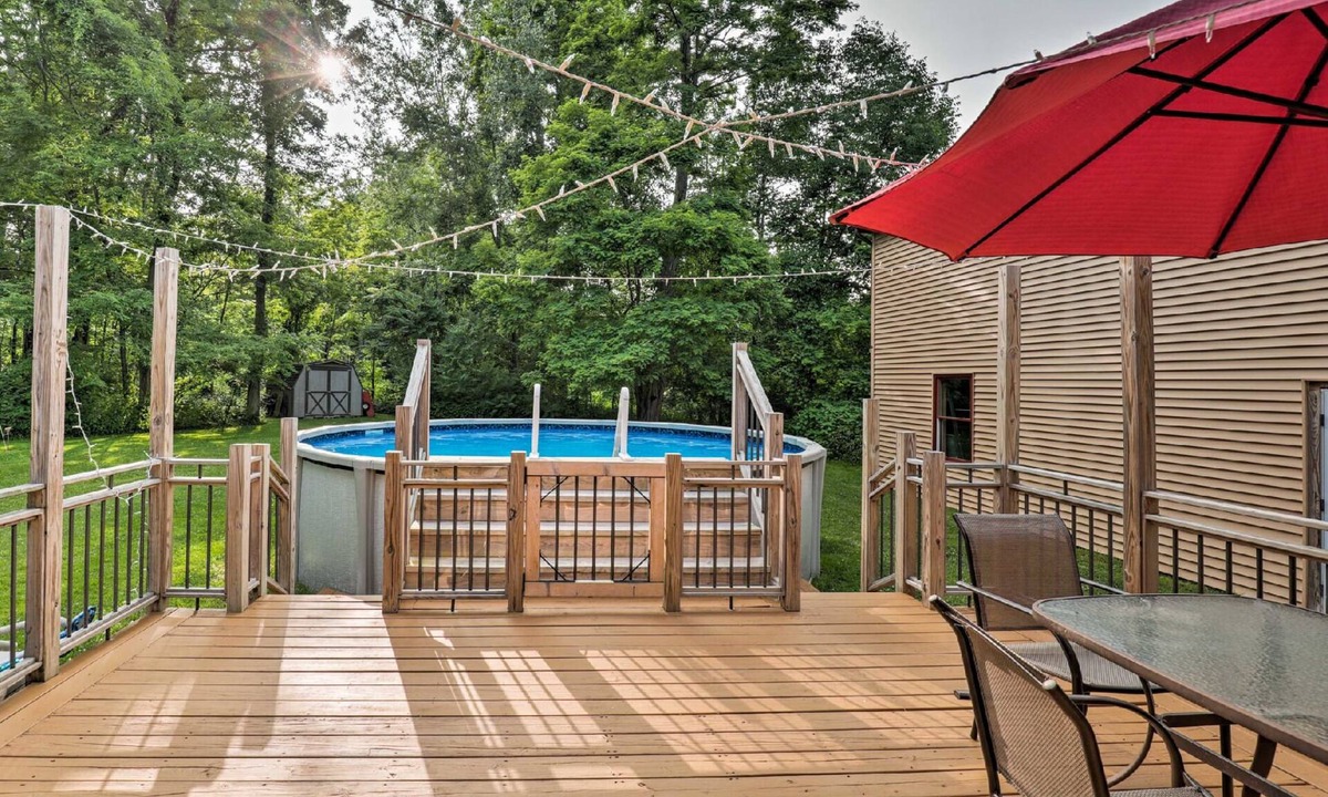 Seneca Falls Apartment | Luxury lakefront apartment and private pool! Pool open Memorial Day - Labor Day.